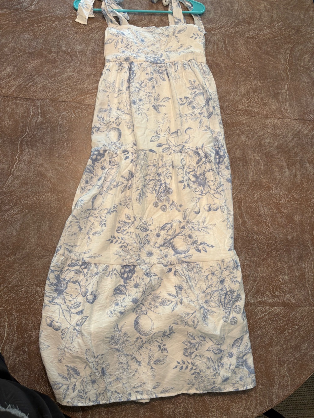 By The River Floral Smocked Maxi Dress | S | Blue & White